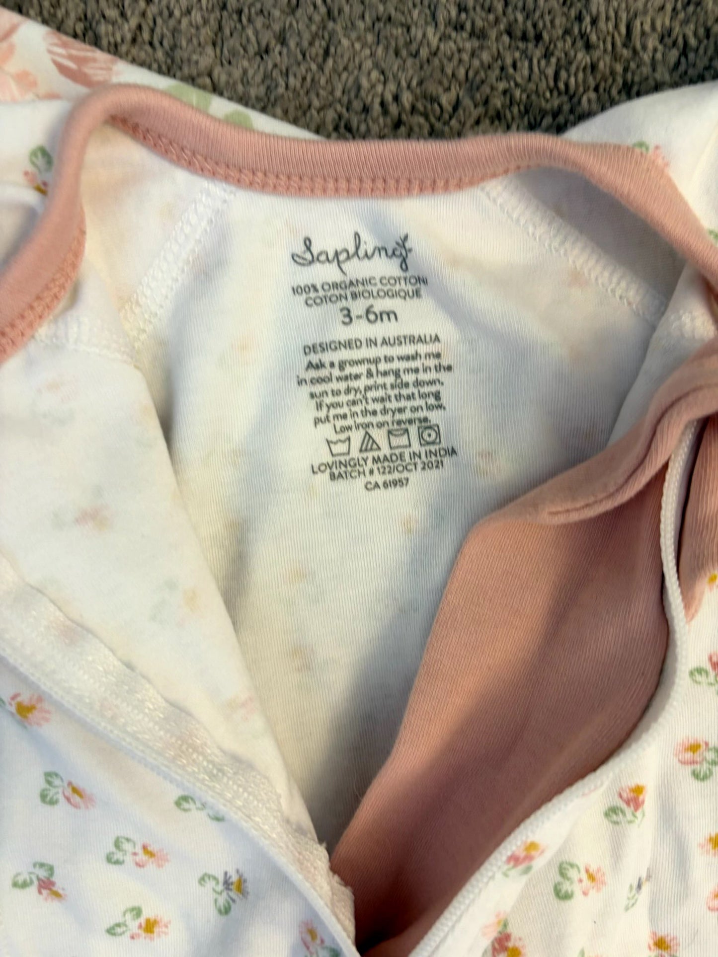 Sapling sleepers with fold over footie and double zipper (3-6 m), Kids 6 Month (3-6M)