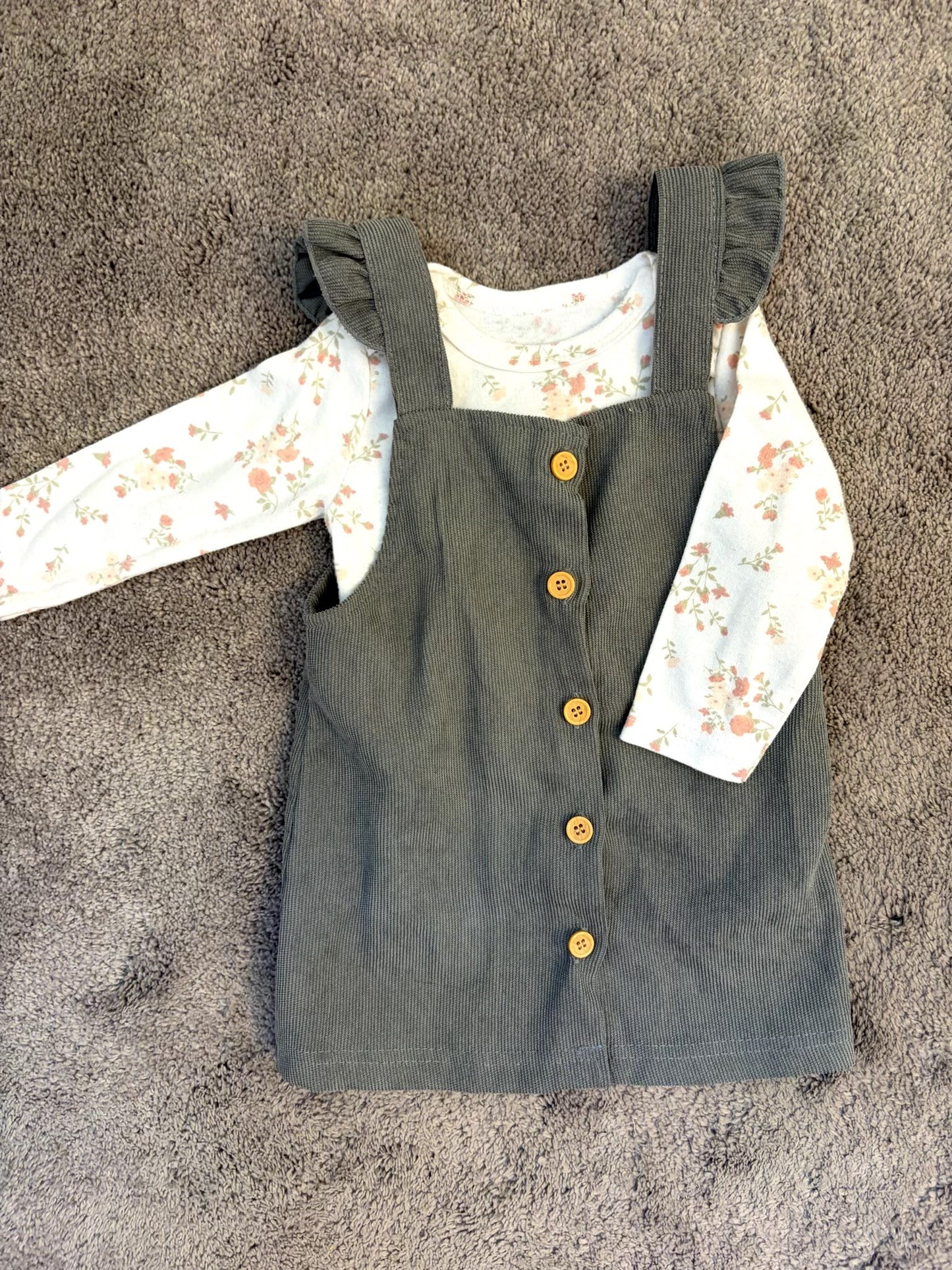 Shabby Chic Corduroy Dress and shirt matching set (6-9 months)