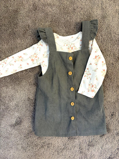 Shabby Chic Corduroy Dress and shirt matching set (6-9 months)