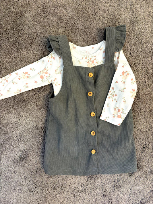 Shabby Chic Corduroy Dress and shirt matching set (6-9 months)