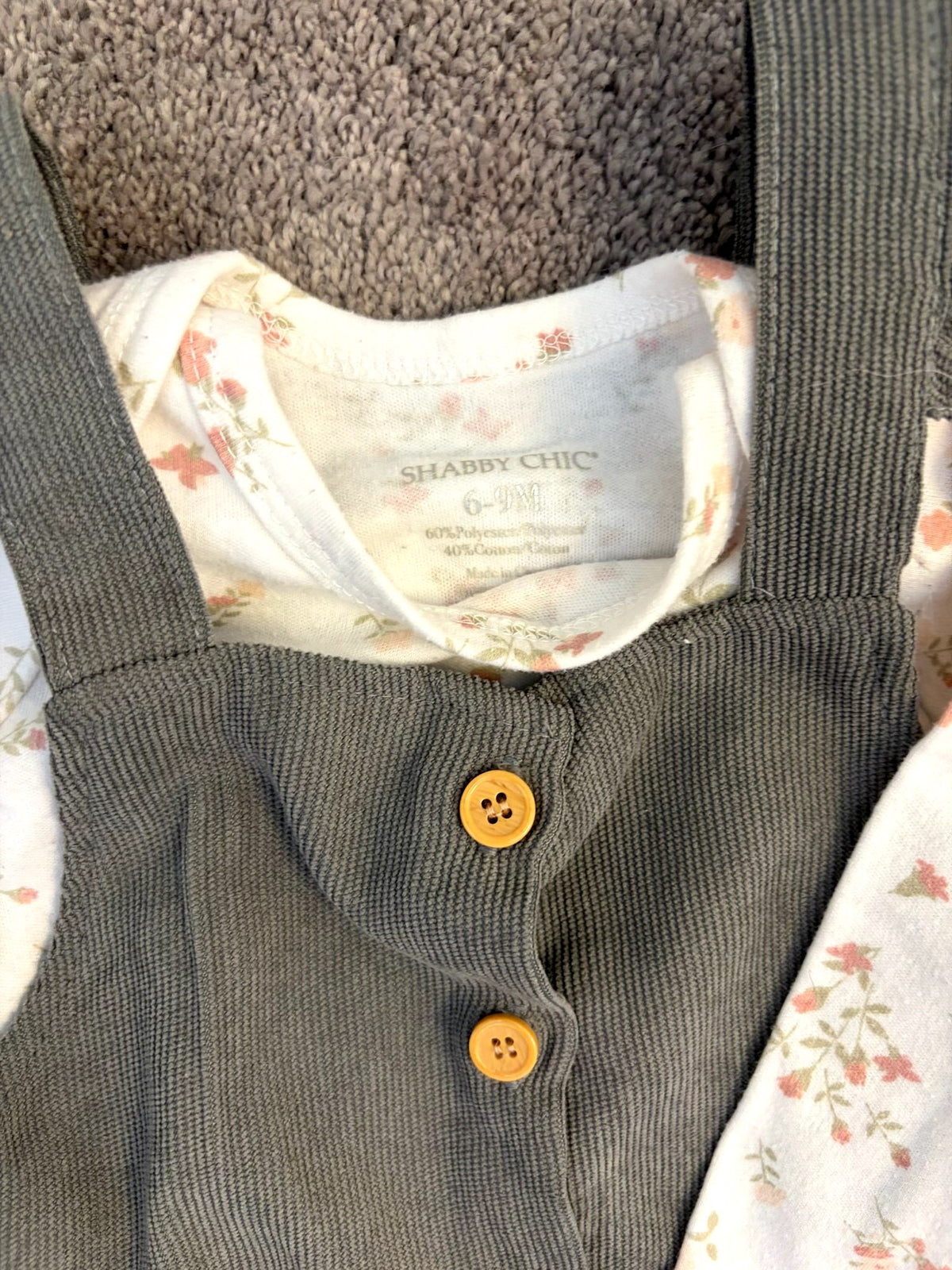 Shabby Chic Corduroy Dress and shirt matching set (6-9 months)