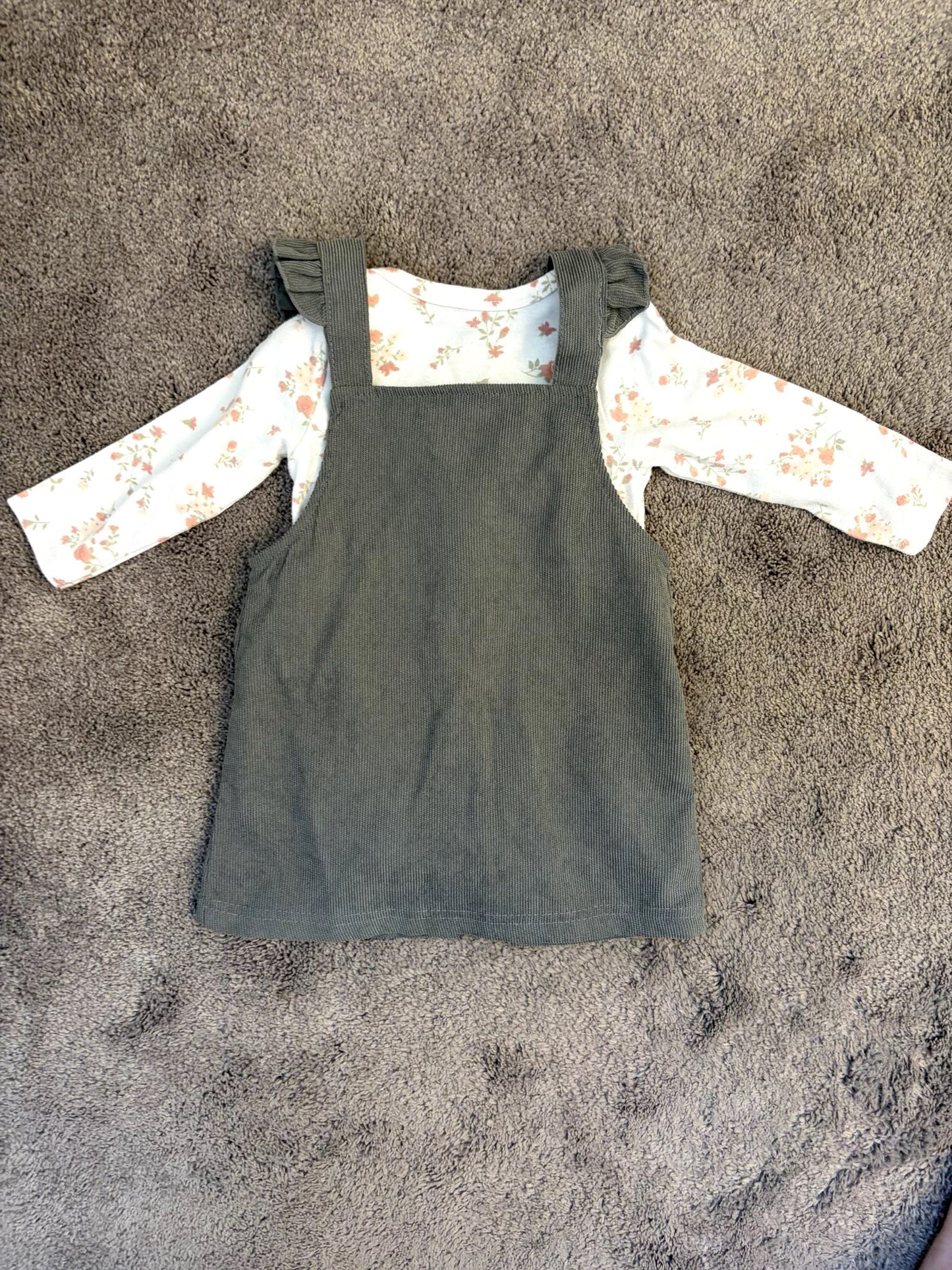 Shabby Chic Corduroy Dress and shirt matching set (6-9 months)