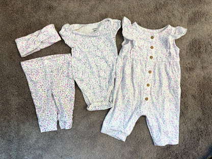 Carter's Clothing Bundle - 4 piece Lavender floral (3 m), Kids 3 Month (0-3M)