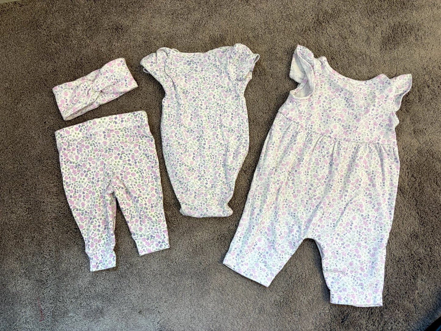 Carter's Clothing Bundle - 4 piece Lavender floral (3 m), Kids 3 Month (0-3M)