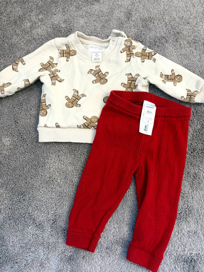 Christmas outfit - gingerbread man (6 month) - NWOT, Kids 6 Month (3-6M)