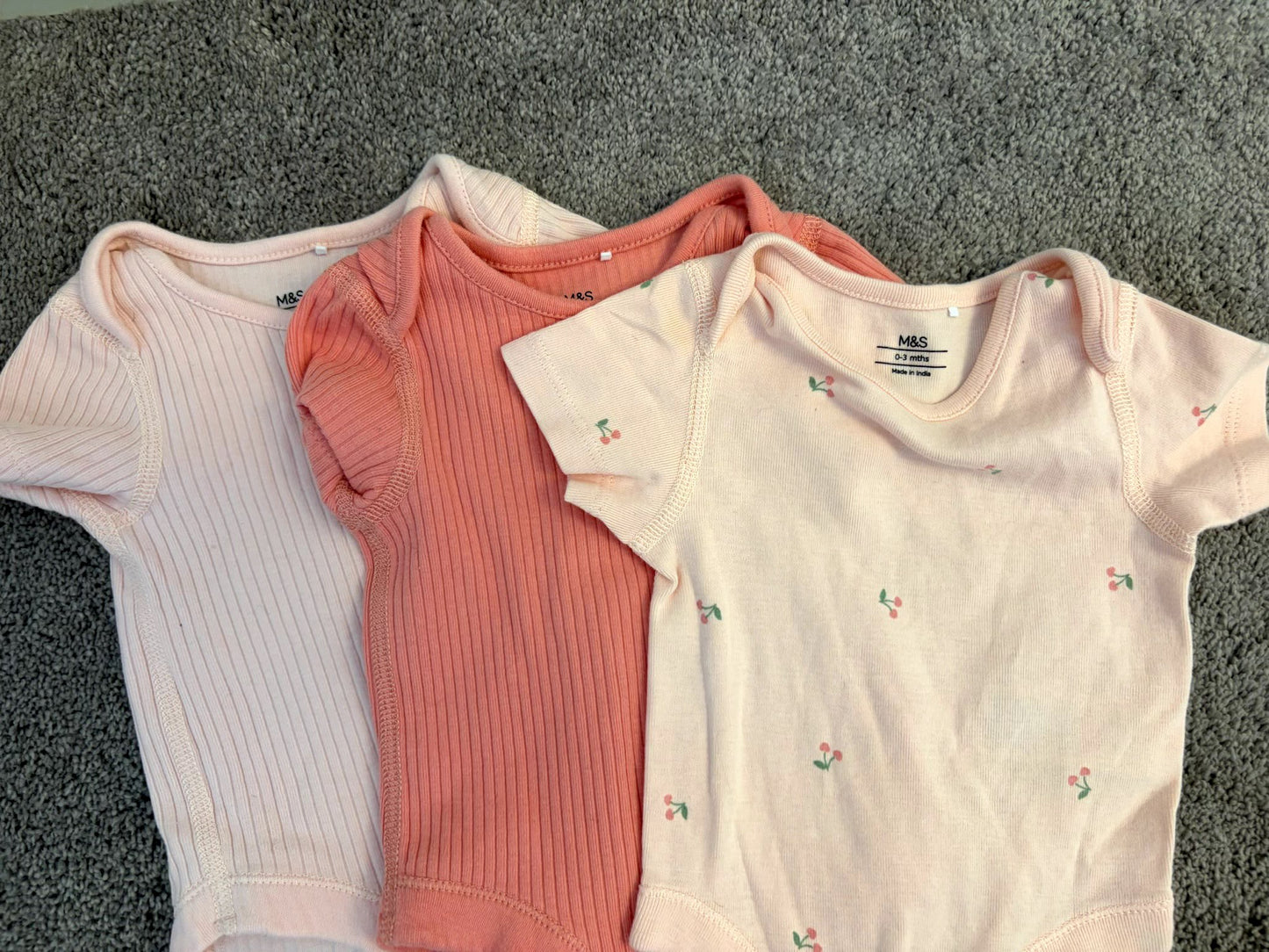 3 pack M&S onesie set (0-3 months), Kids 3 Month (0-3M)