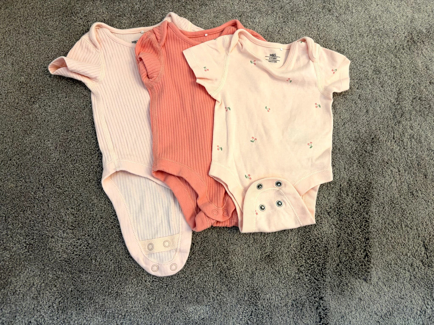 3 pack M&S onesie set (0-3 months), Kids 3 Month (0-3M)
