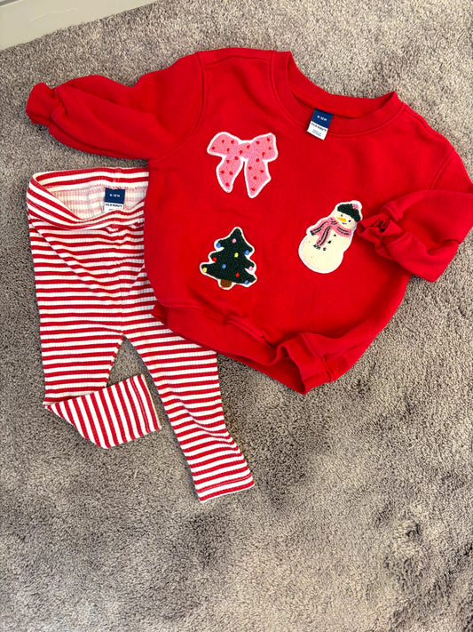 Old Navy 6-12 m holiday sweatshirt and pants outfit, Kids 12 Month (9-12M)