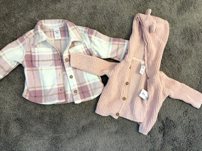 Carter's 0-3 month outerwear bundle (pink) - sweater and jacket, Kids 3 Month (0-3M)