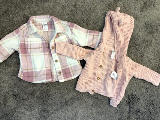 Carter's 0-3 month outerwear bundle (pink) - sweater and jacket, Kids 3 Month (0-3M)
