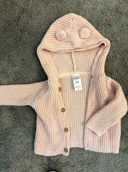 Carter's 0-3 month outerwear bundle (pink) - sweater and jacket, Kids 3 Month (0-3M)