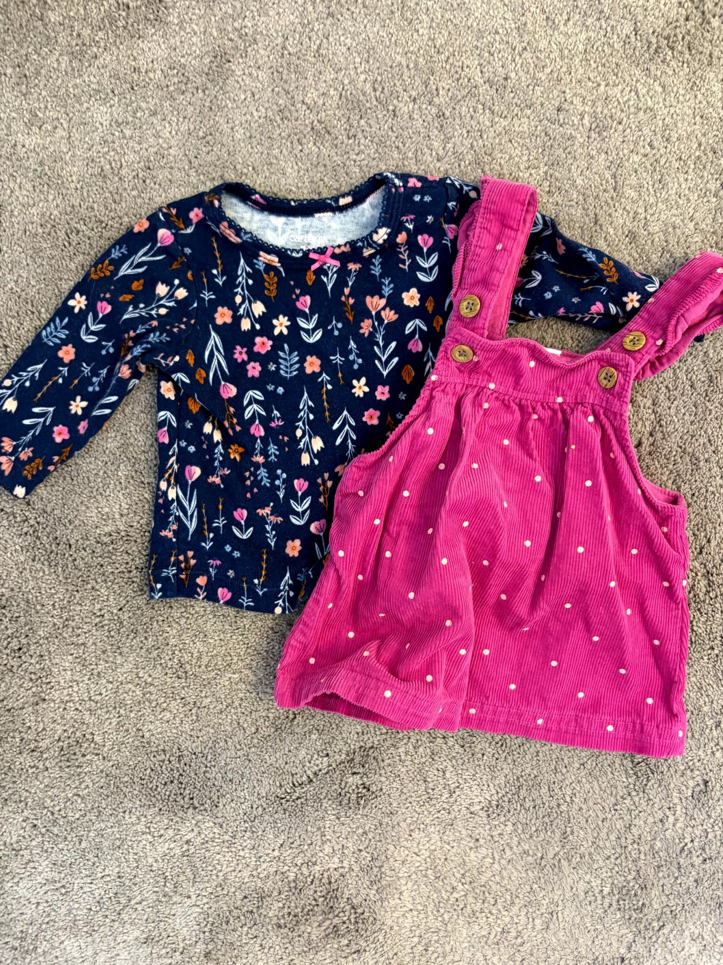 Carter's 0-3 month overall dress and shirt, , Kids 3 Month (0-3M)