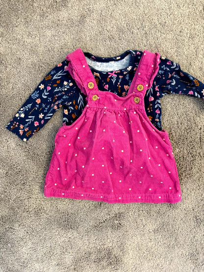Carter's 0-3 month overall dress and shirt, , Kids 3 Month (0-3M)