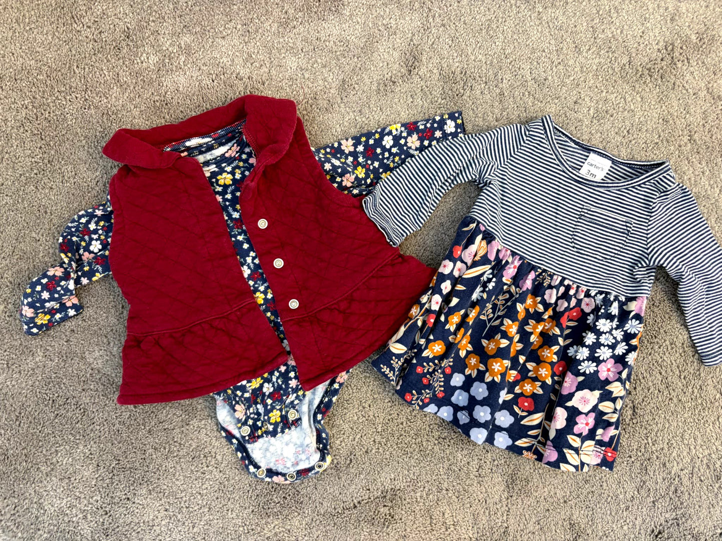 Carter's fall outfit sets bundle - coordinating fall florals (0-3 month), Kids 3 Month (0-3M)