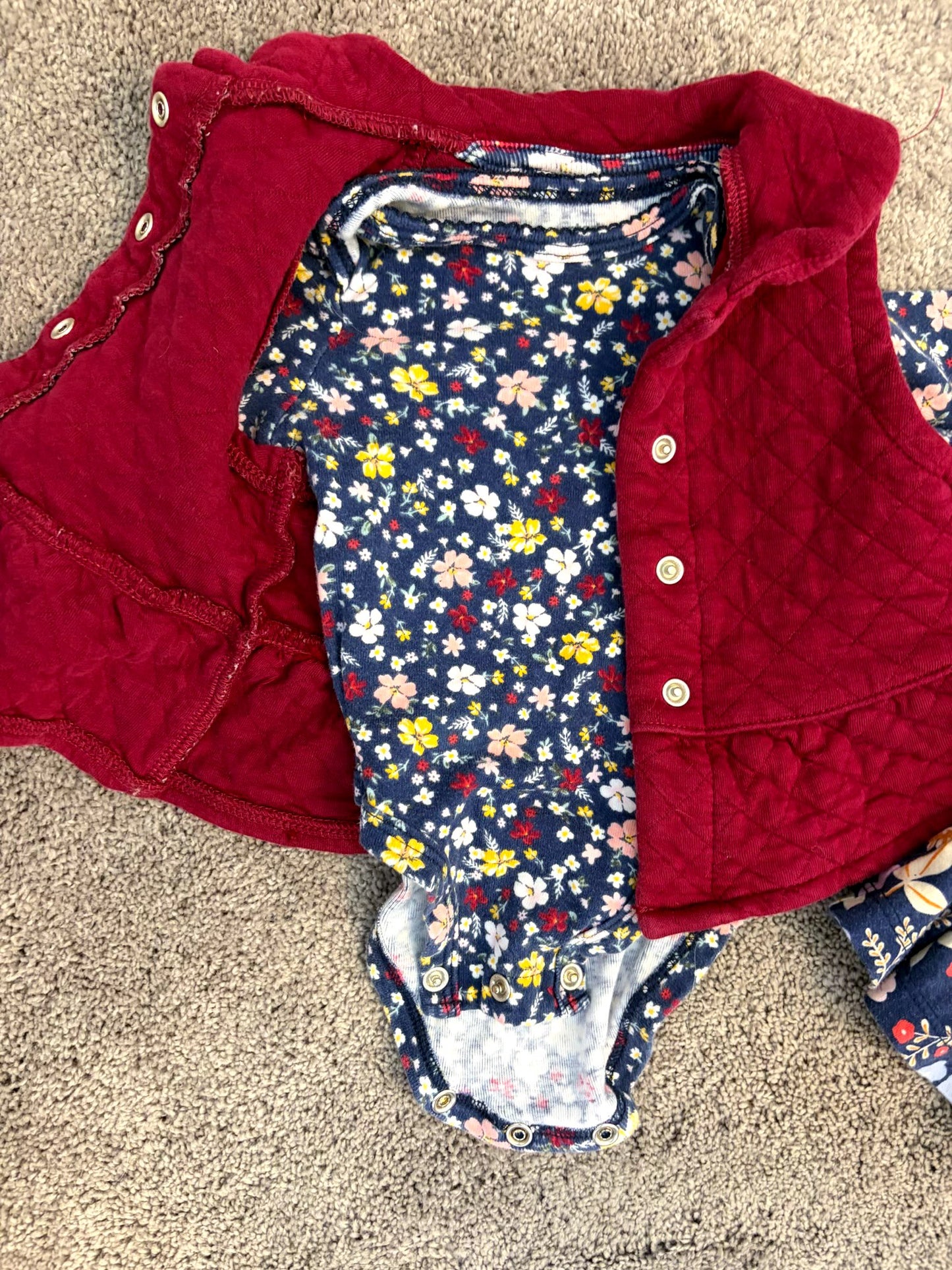 Carter's fall outfit sets bundle - coordinating fall florals (0-3 month), Kids 3 Month (0-3M)