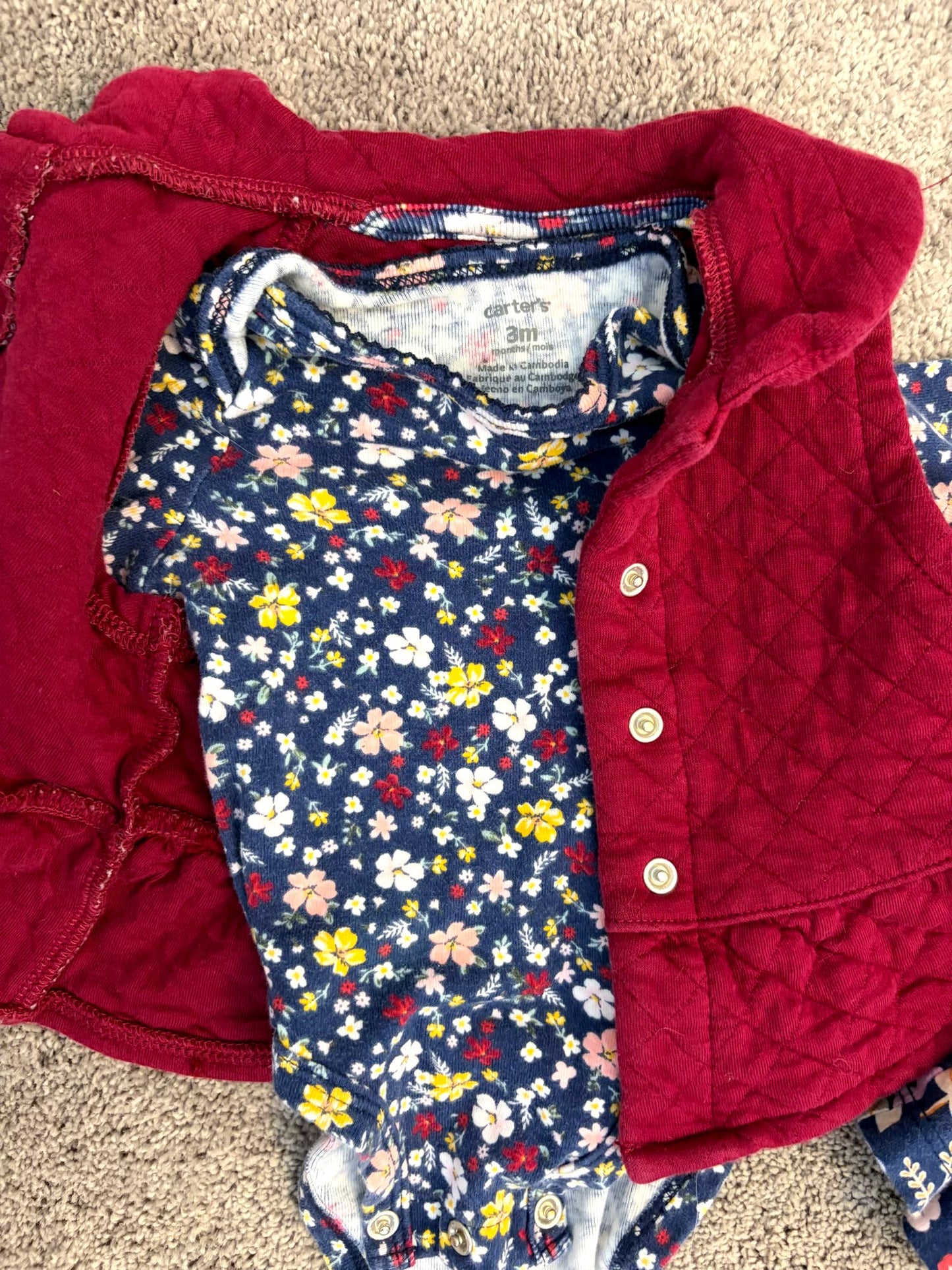 Carter's fall outfit sets bundle - coordinating fall florals (0-3 month), Kids 3 Month (0-3M)