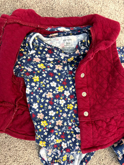 Carter's fall outfit sets bundle - coordinating fall florals (0-3 month), Kids 3 Month (0-3M)