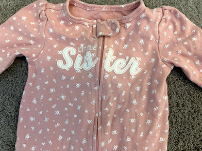 Carter's "Little Sister" sleep with two-way zip (3-6 month), Kids 6 Month (3-6M)