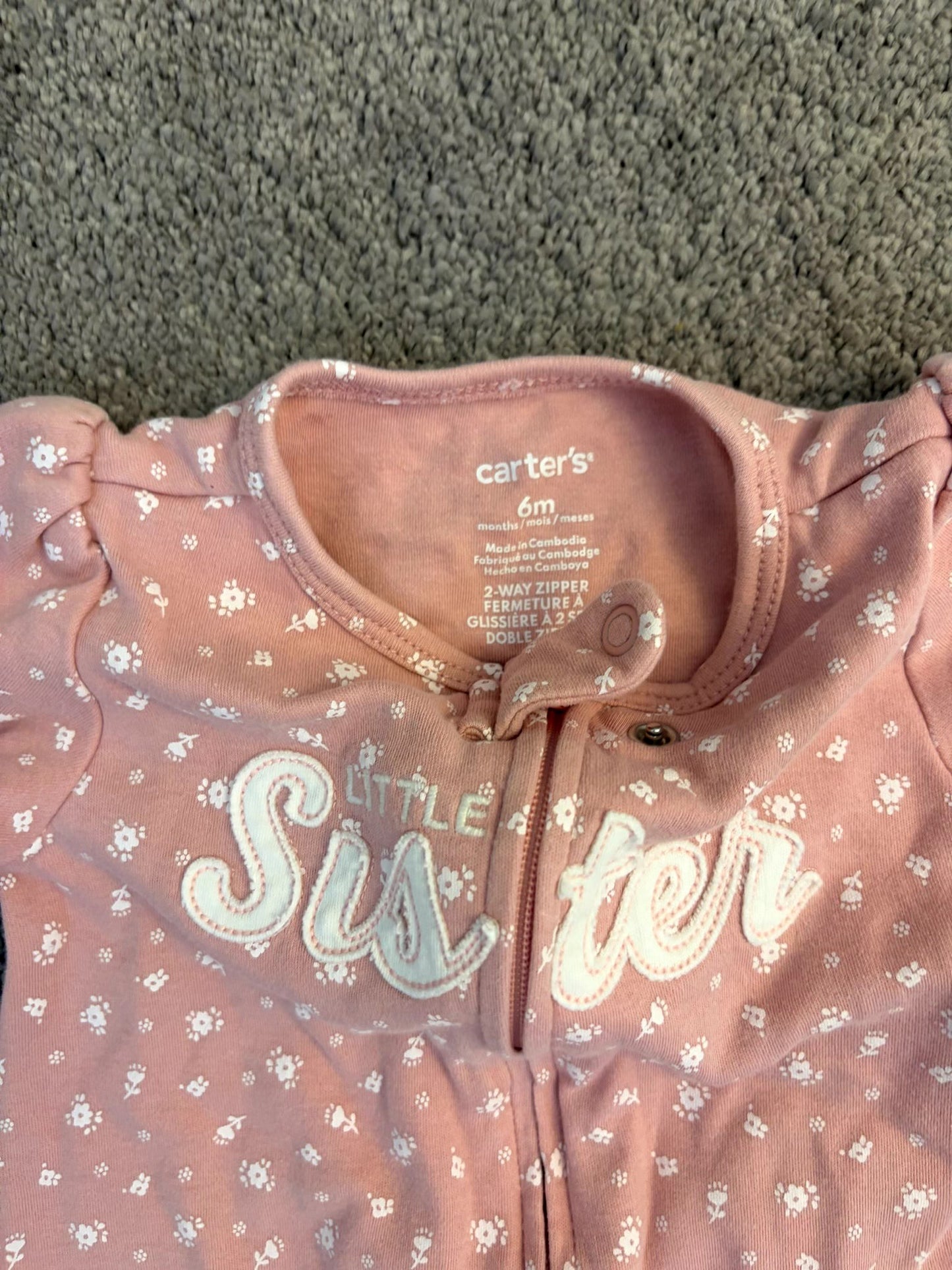 Carter's "Little Sister" sleep with two-way zip (3-6 month), Kids 6 Month (3-6M)