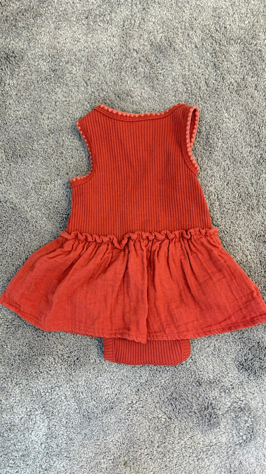 Old navy burnt orange sienna onesie dress (never worn, no tags) 0-3 month, Kids 3 Month (0-3M)