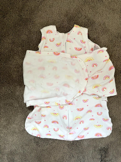 Halo sleepsack swaddle with velcro (birth/newborn for 0-3 m), rainbow pattern , 0-3 Months (Newborn)