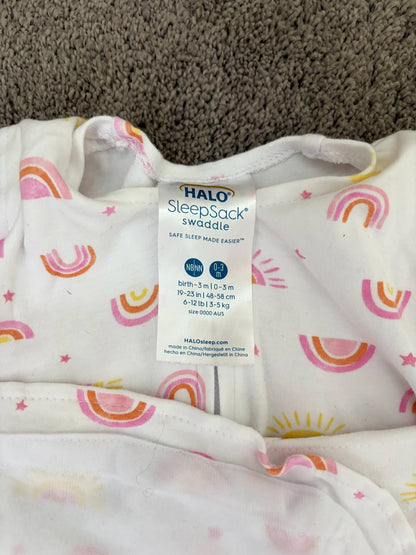 Halo sleepsack swaddle with velcro (birth/newborn for 0-3 m), rainbow pattern , 0-3 Months (Newborn)