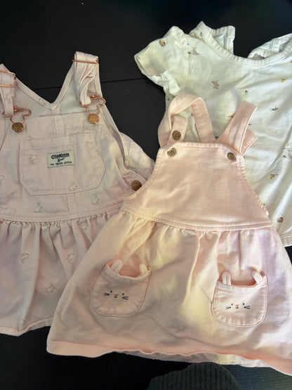 OshKosh and Carter's girls overall dress bundle - pink and easter ready (12 months), Kids 12 Month (9-12M)