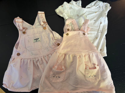 OshKosh and Carter's girls overall dress bundle - pink and easter ready (12 months), Kids 12 Month (9-12M)