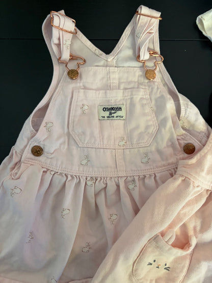 OshKosh and Carter's girls overall dress bundle - pink and easter ready (12 months), Kids 12 Month (9-12M)