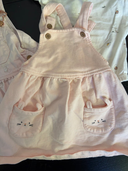 OshKosh and Carter's girls overall dress bundle - pink and easter ready (12 months), Kids 12 Month (9-12M)
