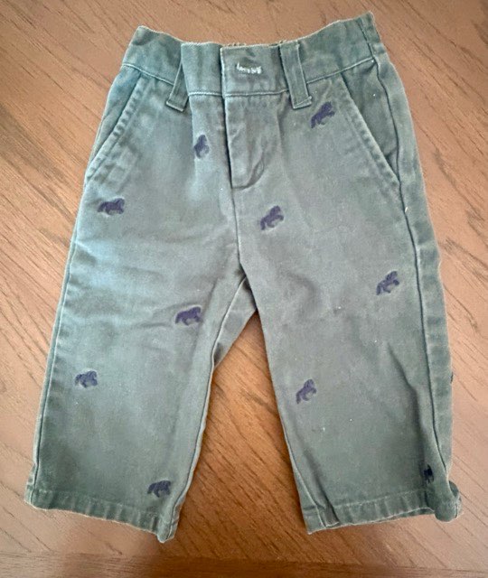 Olive Green Pants with horses print, Kids 12 Month (9-12M)