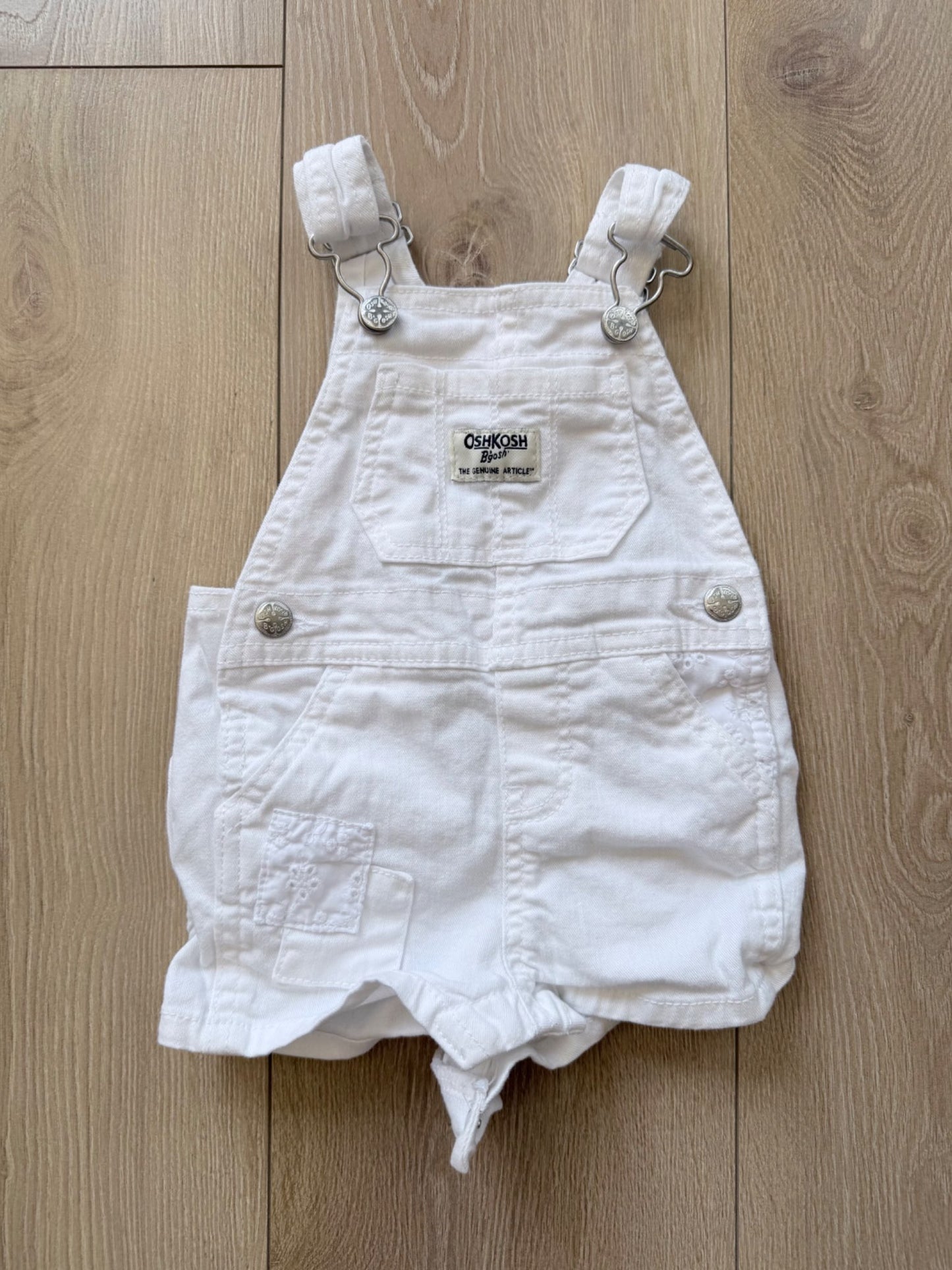 White Baby Girl Overall Shorts , Kids 6 Month (3-6M)