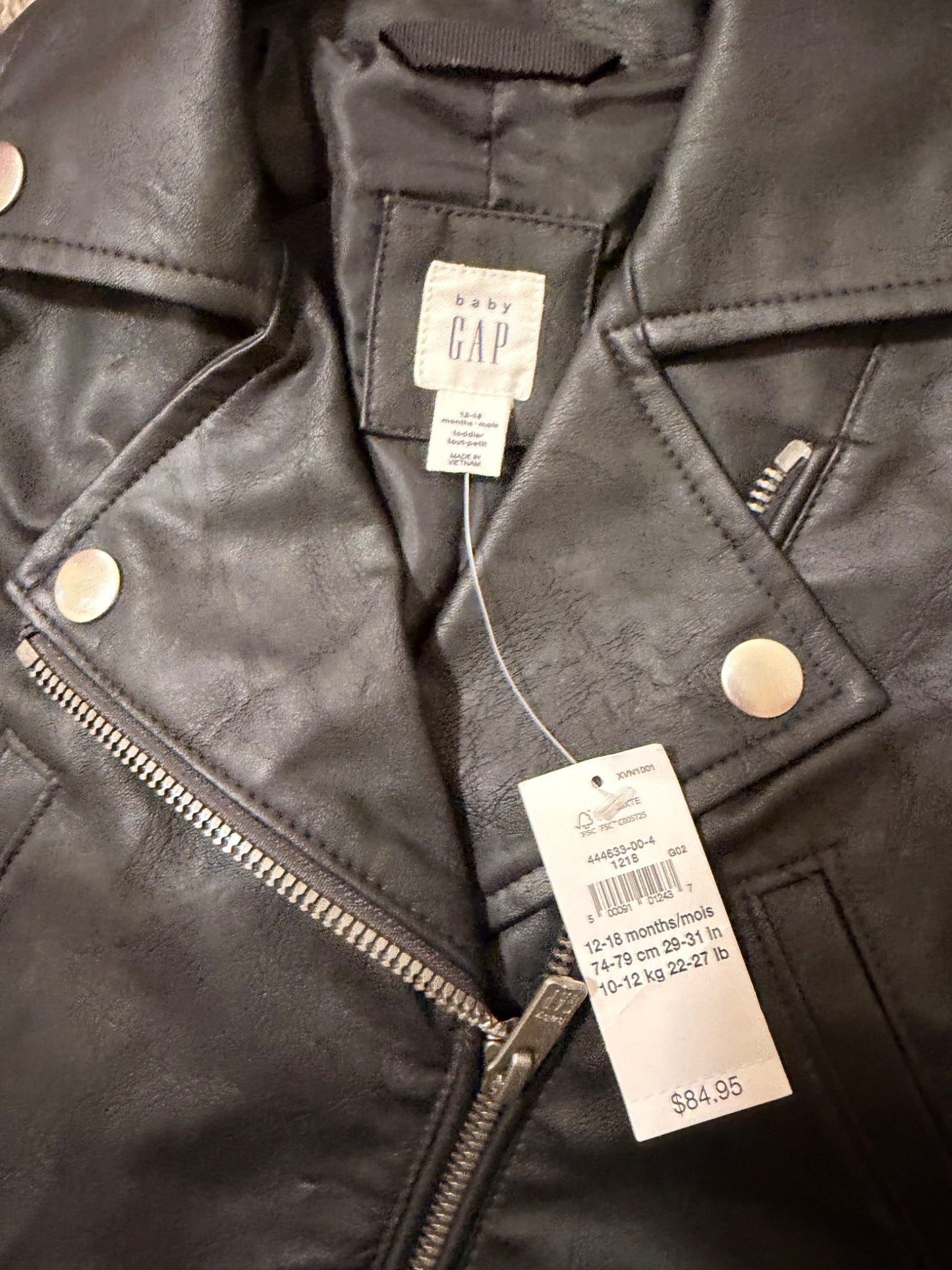 Gap Baby Leather Jacket, Kids 18 Month (12-18M)