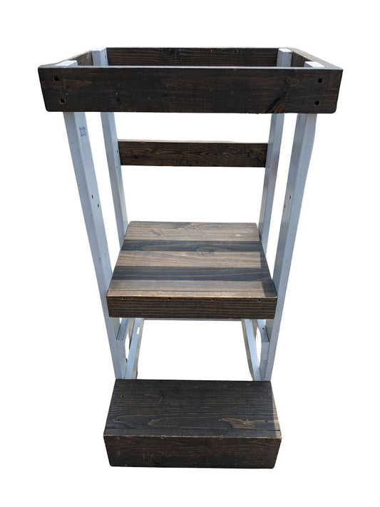 Custom Learning Tower - Dark Walnut and White