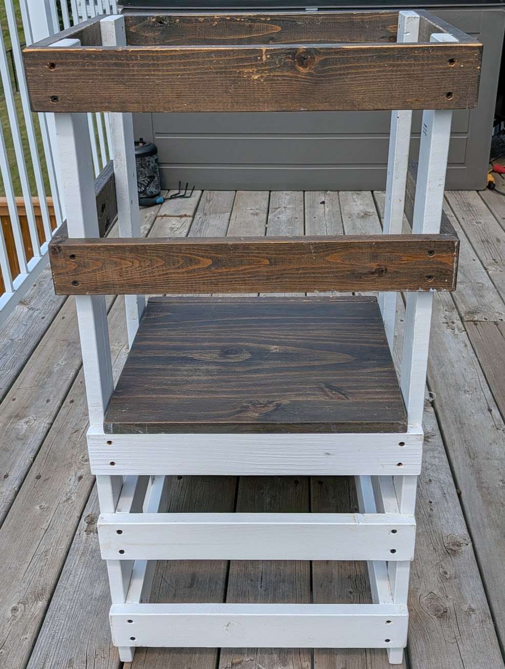 Custom Learning Tower - Dark Walnut and White