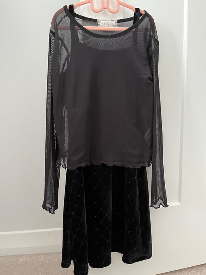 Black velvet dress with sheer long sleeved top, Kids 8