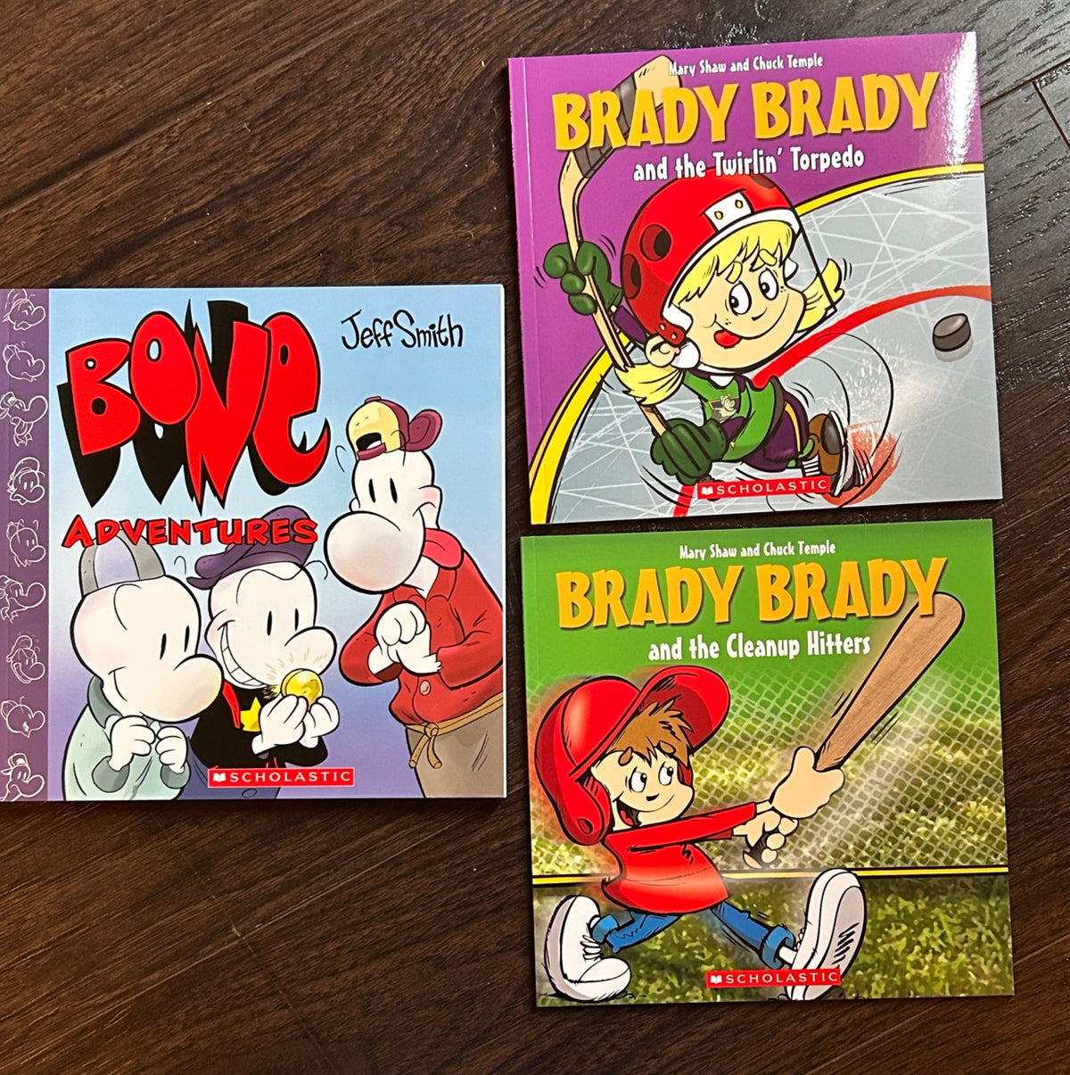 3 children’s books. Bone Adventures and Brady Brady