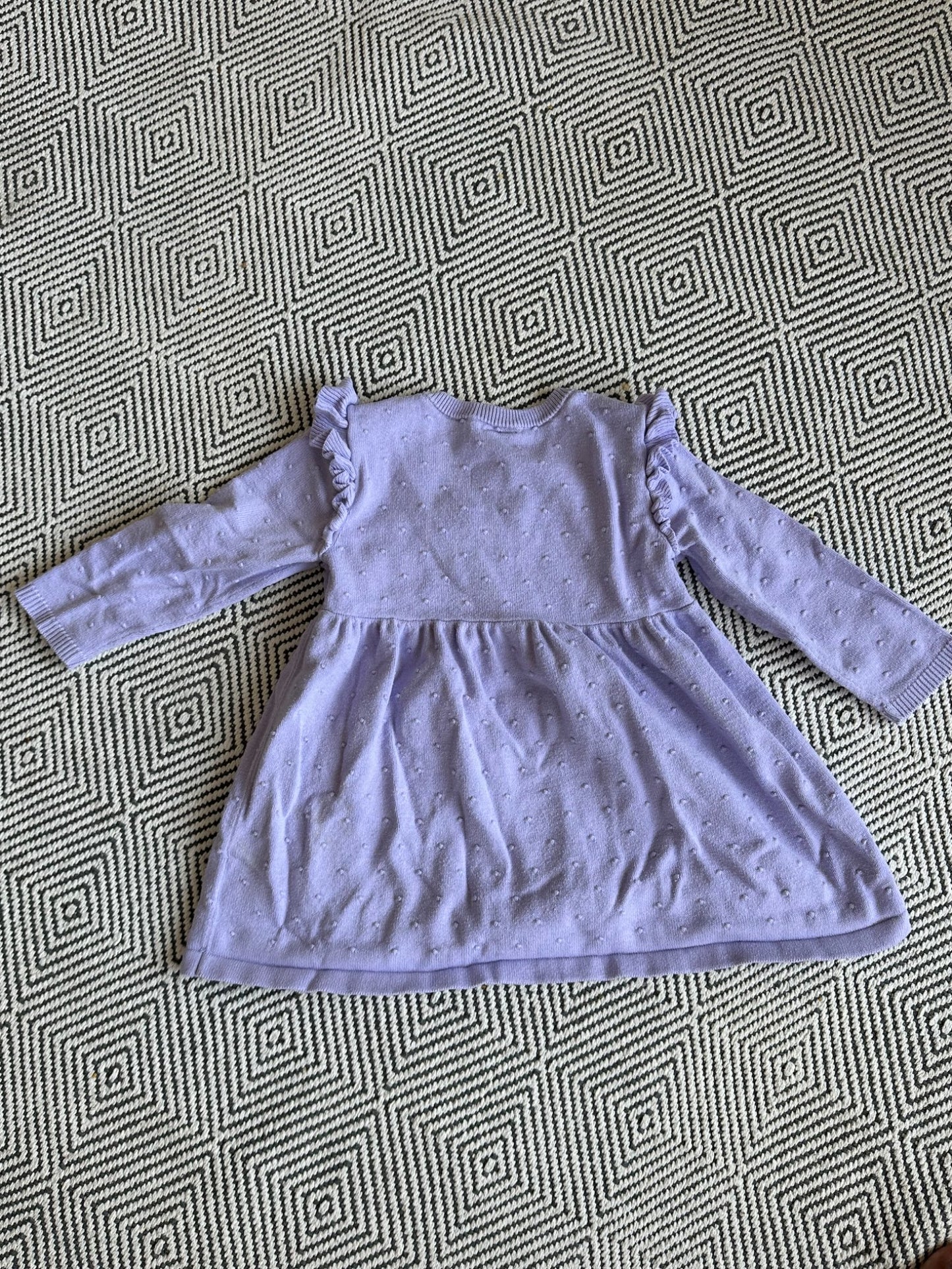 H&M kids purple knit cotton jersey dress long sleeve &, Kids 12 Month (9-12M)