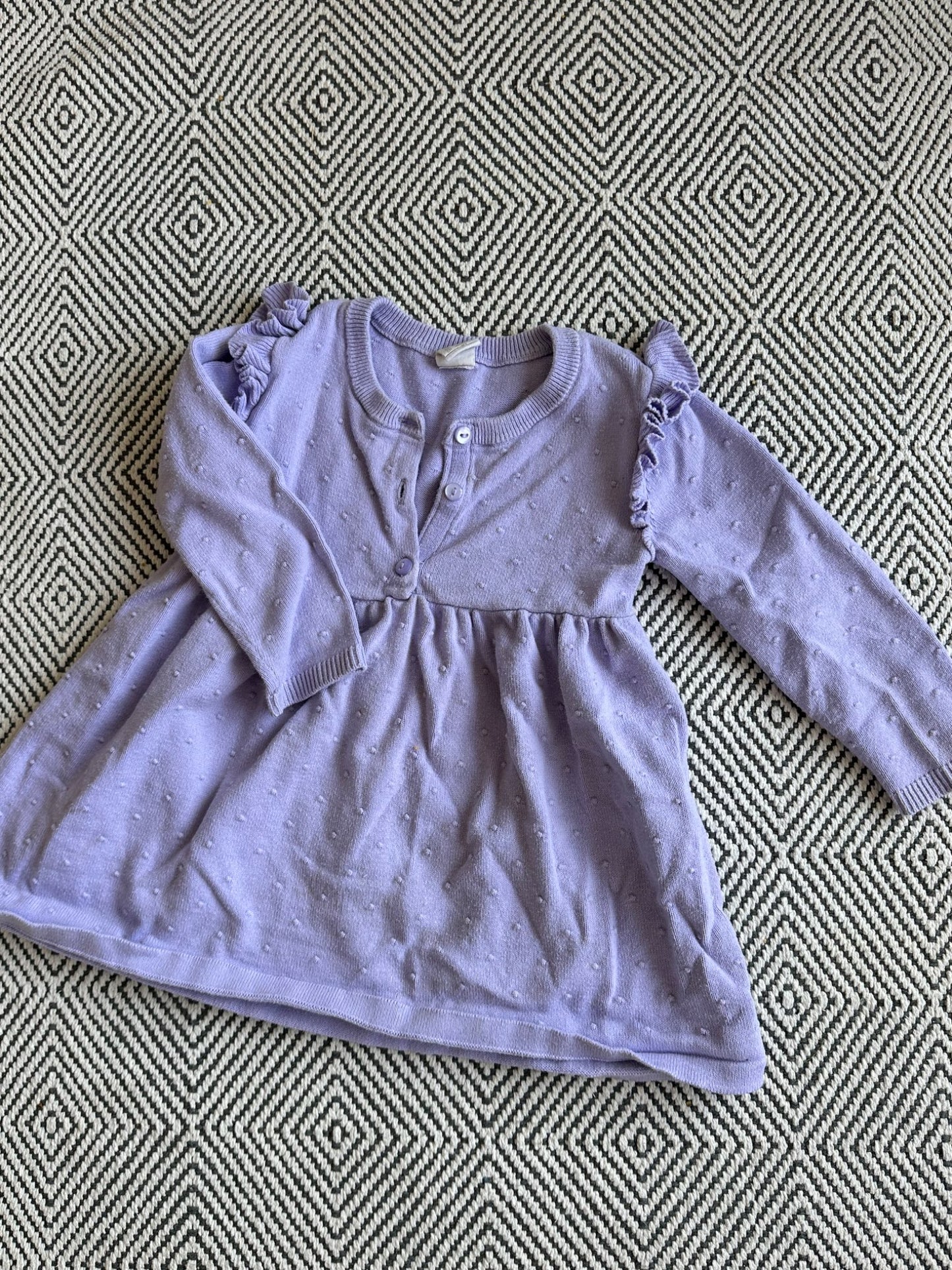 H&M kids purple knit cotton jersey dress long sleeve &, Kids 12 Month (9-12M)