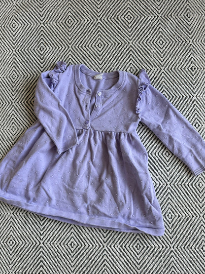 H&M kids purple knit cotton jersey dress long sleeve &, Kids 12 Month (9-12M)