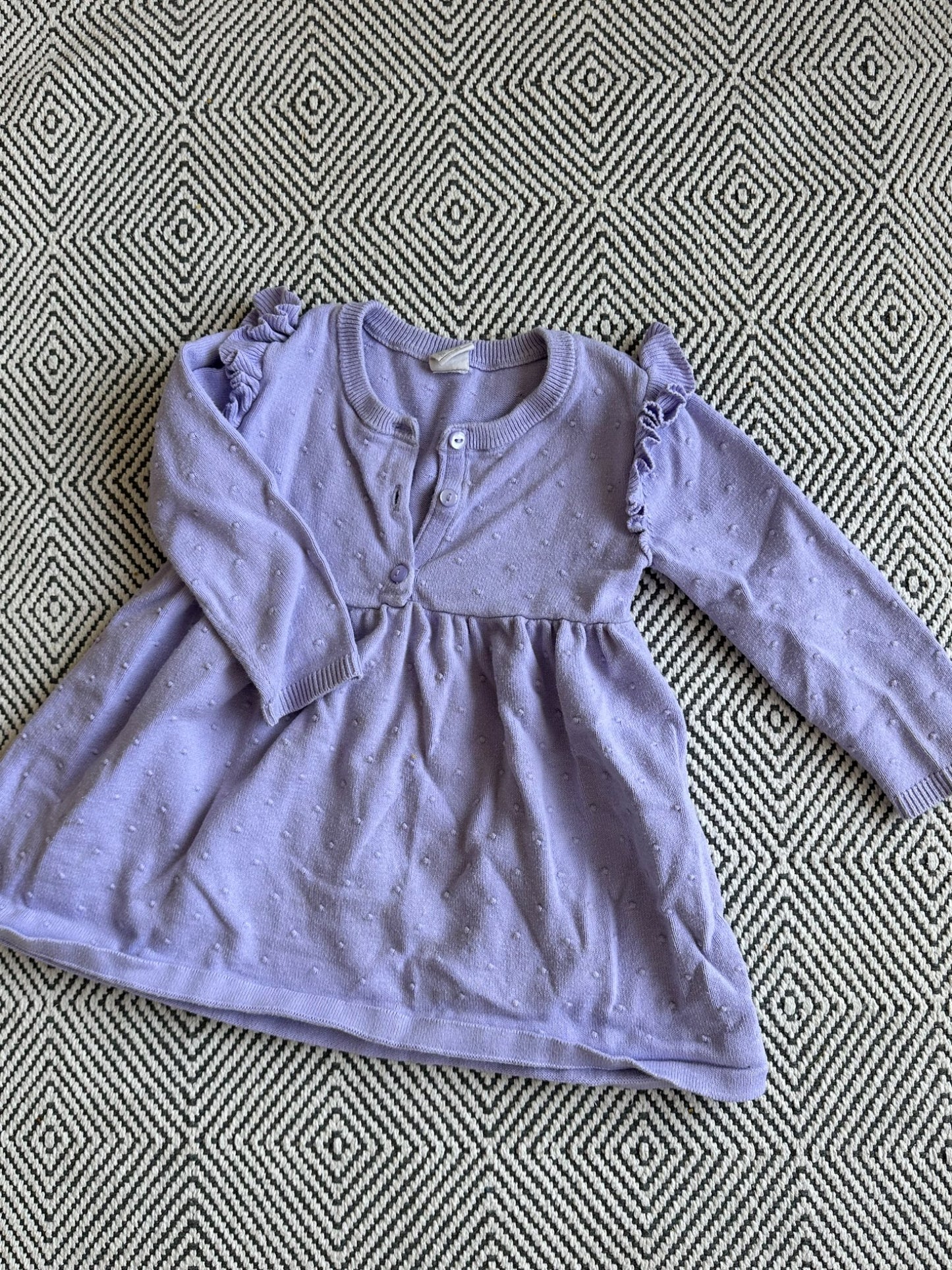 H&M kids purple knit cotton jersey dress long sleeve &, Kids 12 Month (9-12M)