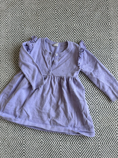 H&M kids purple knit cotton jersey dress long sleeve &, Kids 12 Month (9-12M)