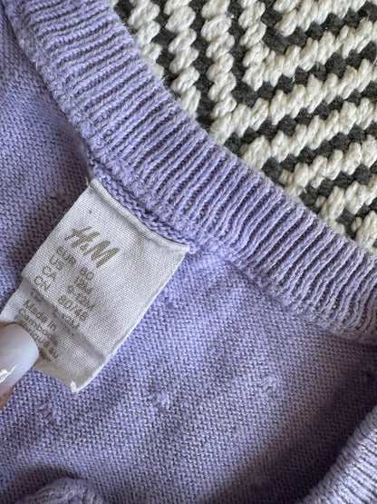 H&M kids purple knit cotton jersey dress long sleeve &, Kids 12 Month (9-12M)