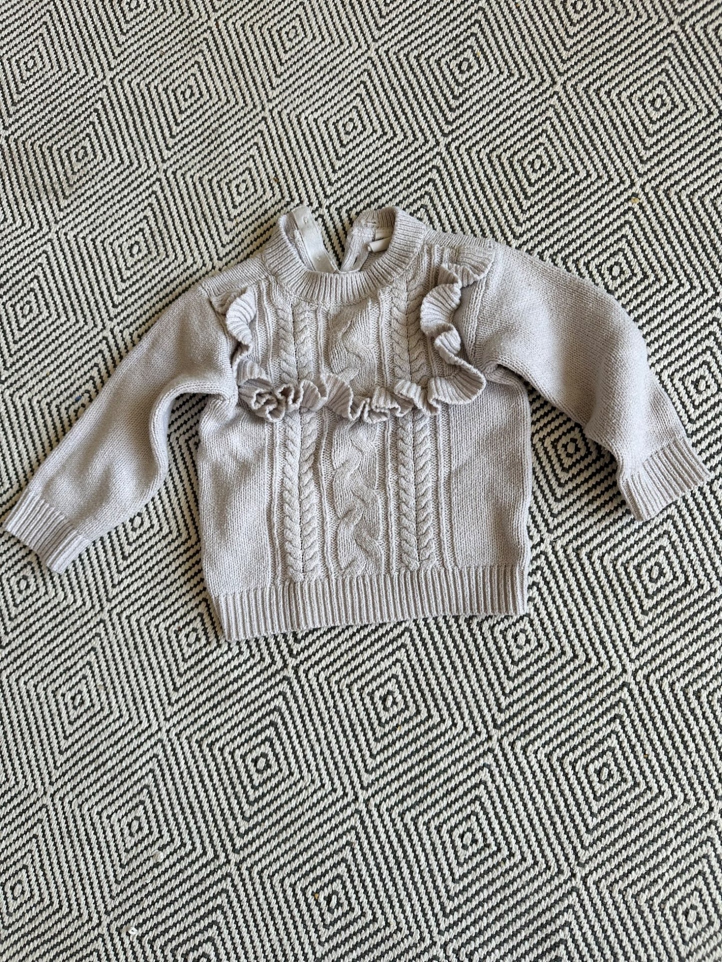 H&M - Off white knitted jersey sweater , Kids 18 Month (12-18M)