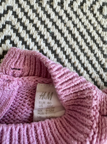 H&M - Pink jersey knitted wool sweater , Kids 18 Month (12-18M)