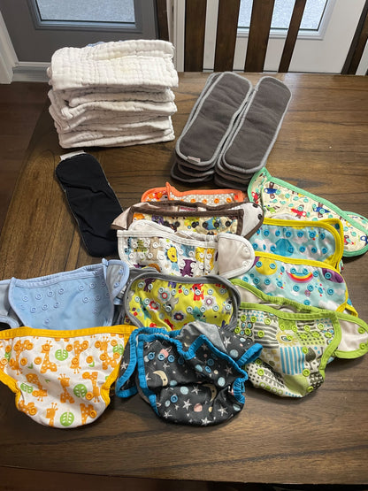 Newborn Cloth Diapers with inserts and boosters
