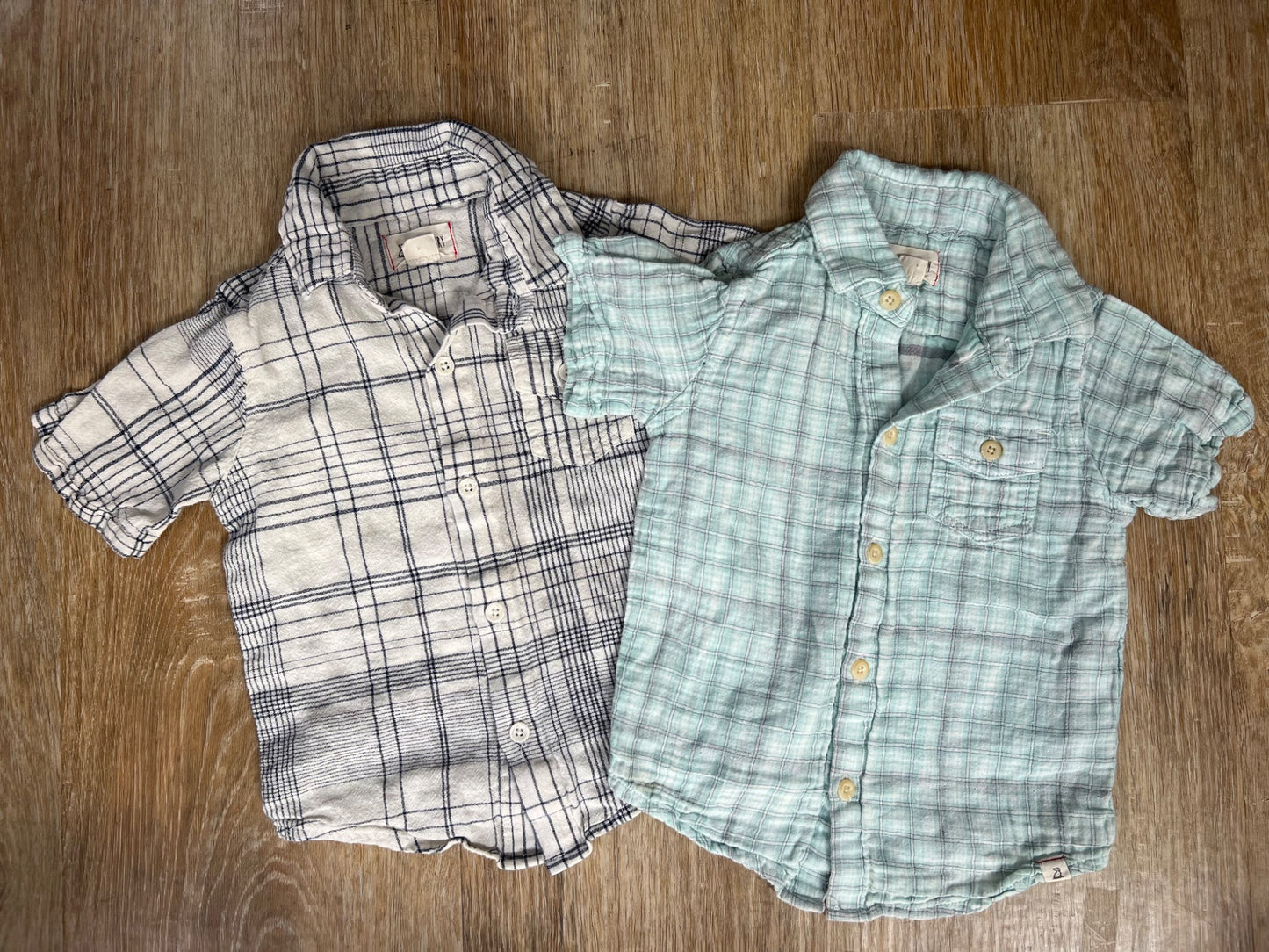 BUNDLE: 2 Buttoned up  Plaid -Short Sleeve Shirts (Me &Henry ) - size 2/3, Kids 2T