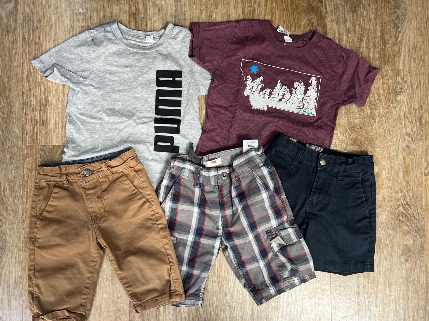 BUNDLE: T- Shirts (Pink and Grey)  x 2  + 3 shorts - size 2/3, Kids 2T