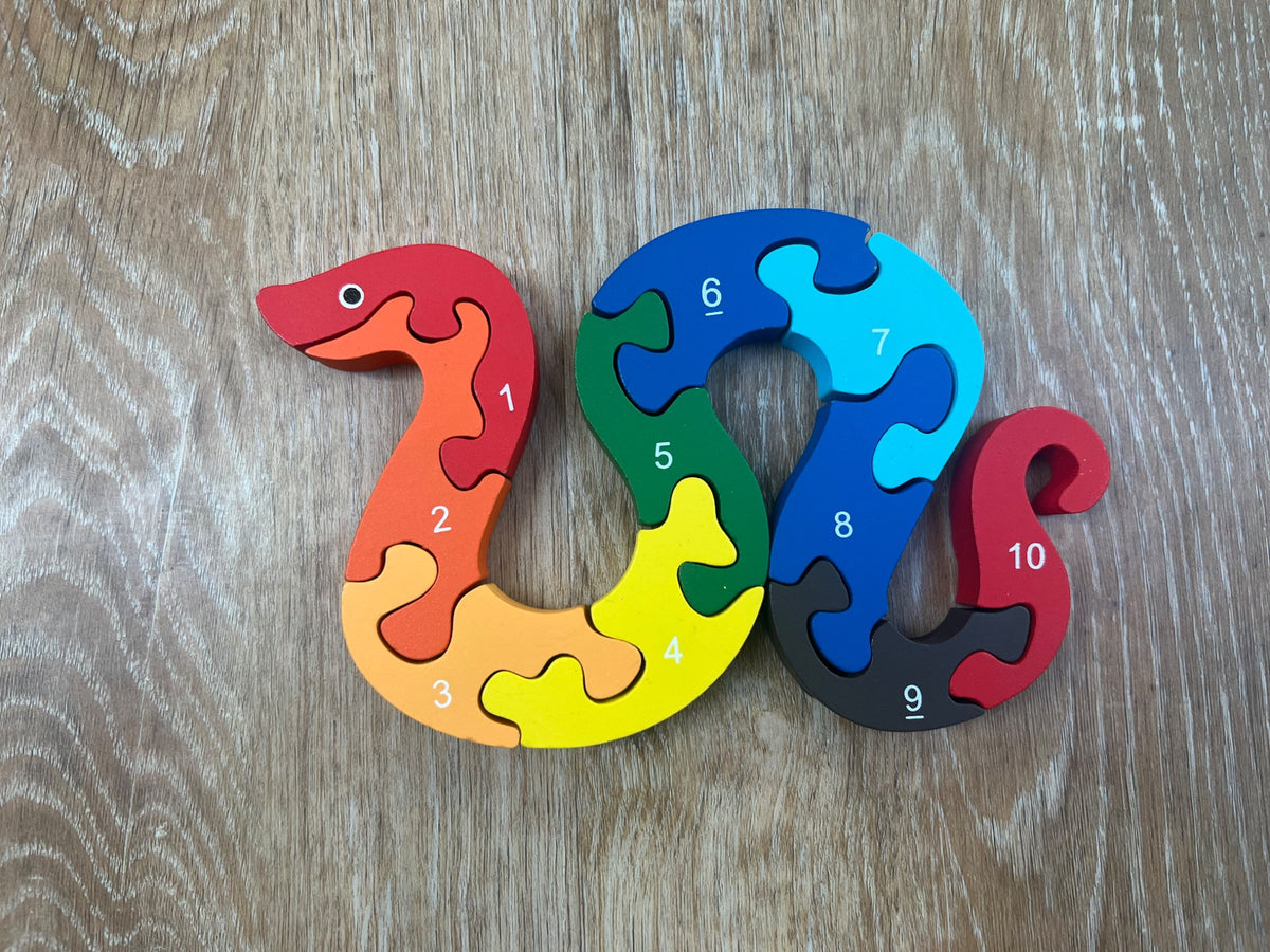 First Puzzles  - 3 puzzles - 3yr+ & wooden snake number puzzle