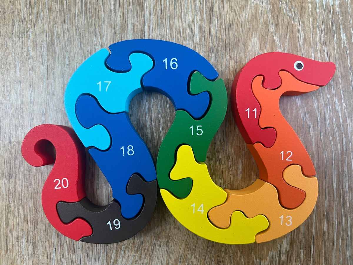 First Puzzles  - 3 puzzles - 3yr+ & wooden snake number puzzle